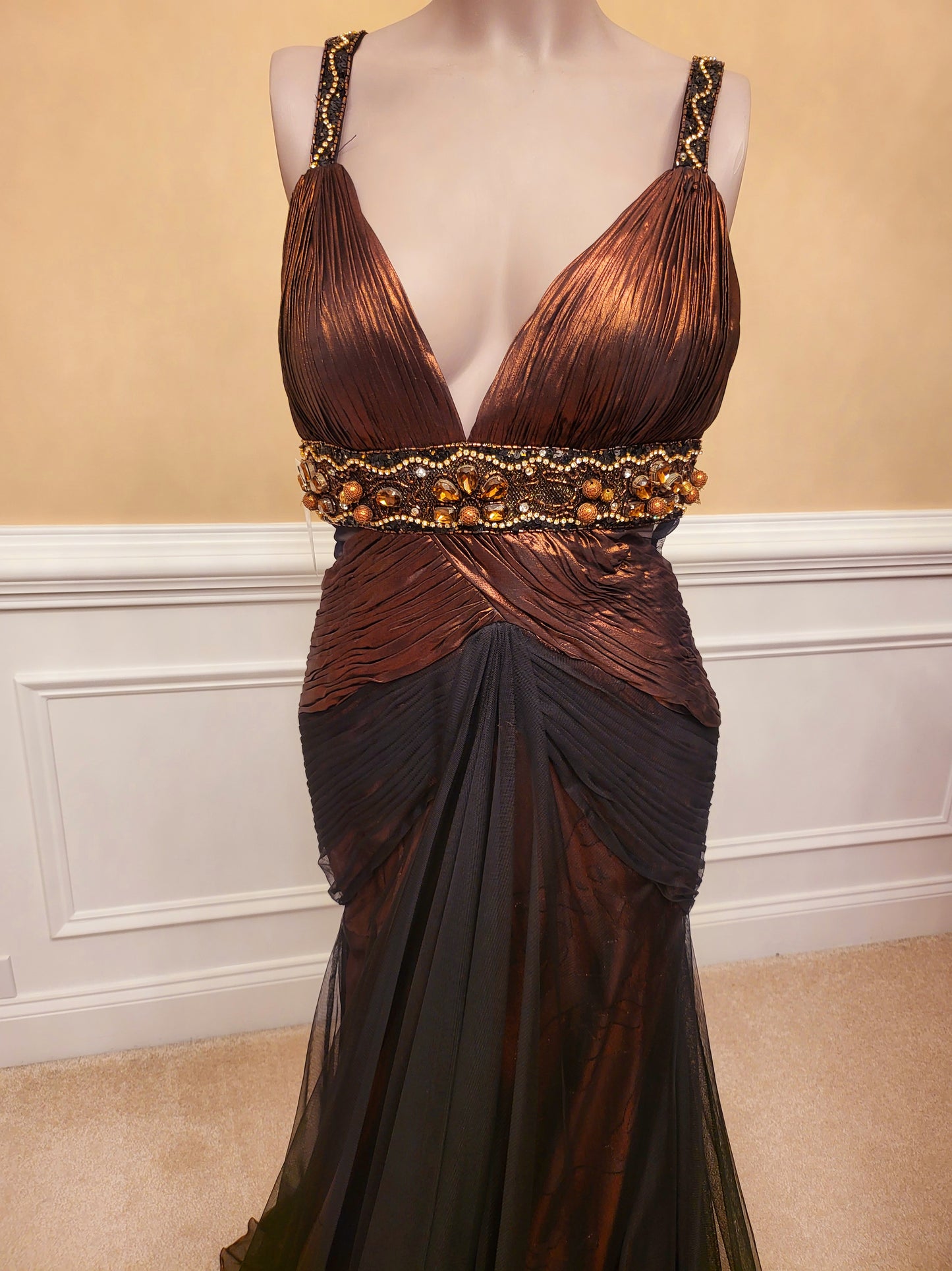 Bronze and Black Evening Gown