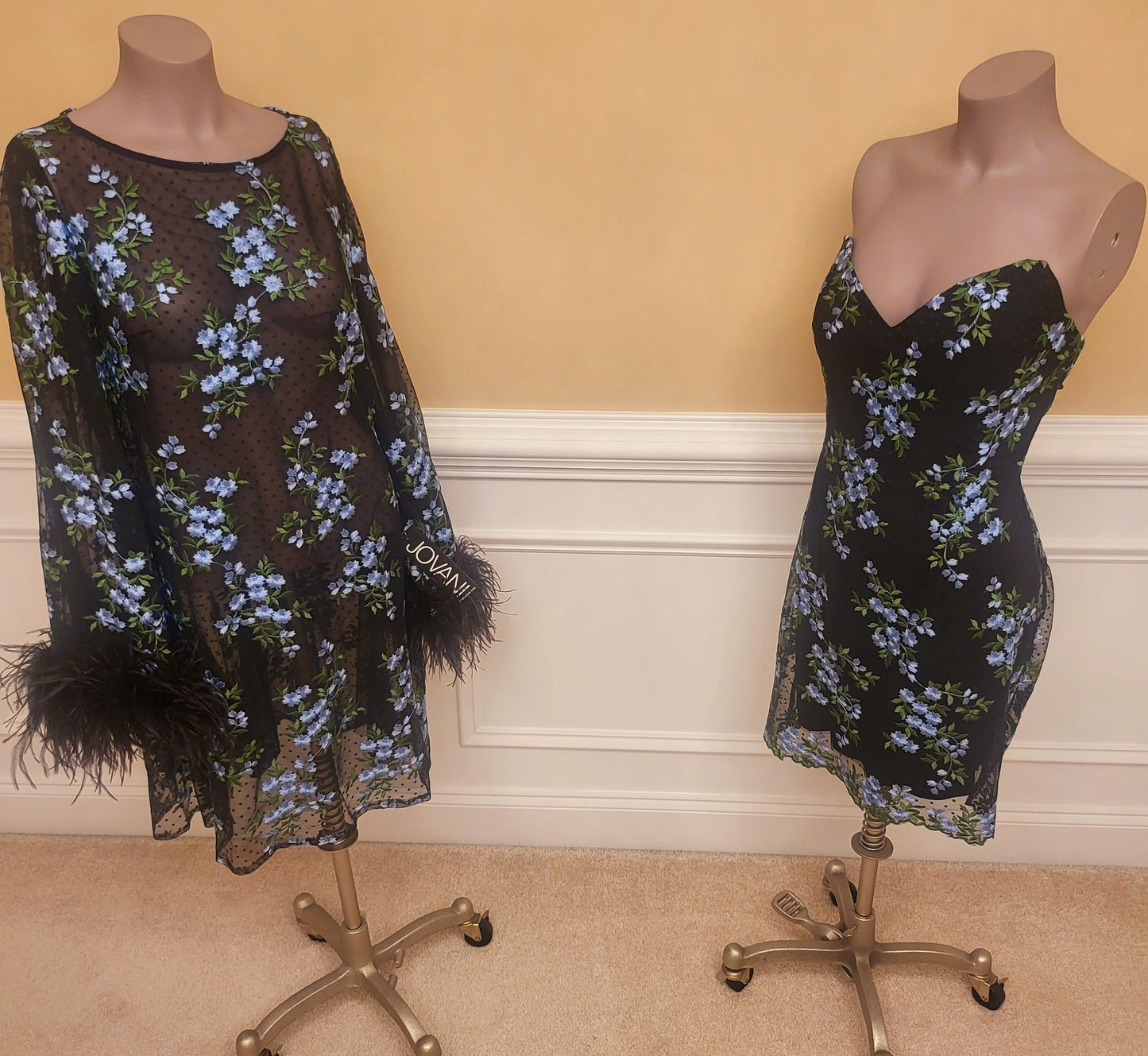 Two-in-One Black and Blue Cocktail Dress
