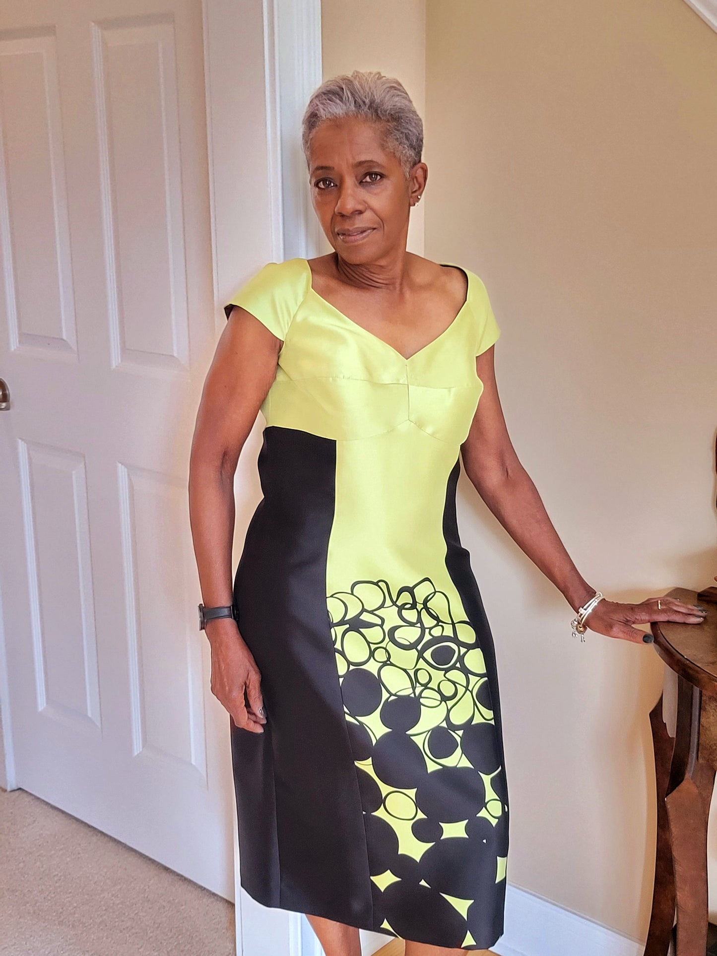 Green and Black Silk Dress- Gilmar