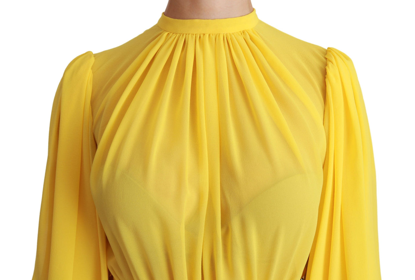 Silk Pleated A-line Mini Dress in Sunshine Yellow