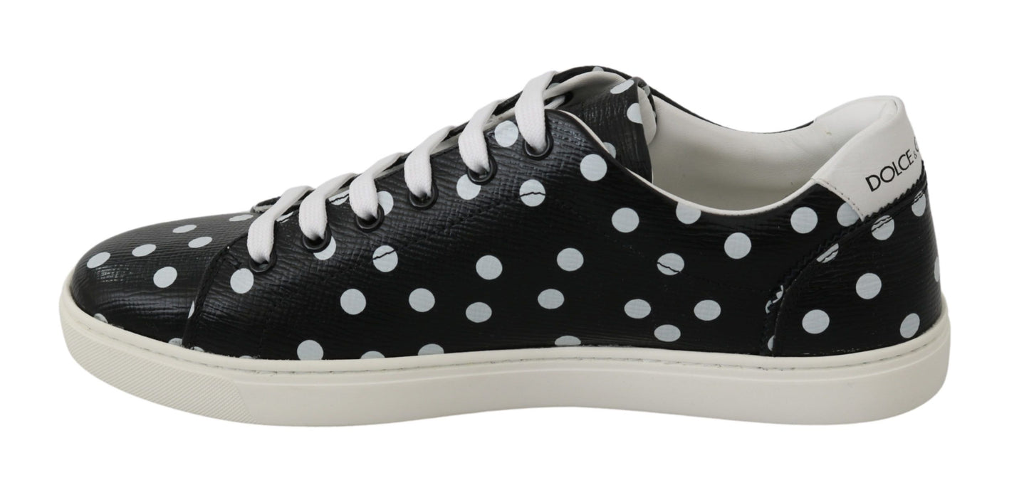 Black Polka Dotted Leather Sneakers