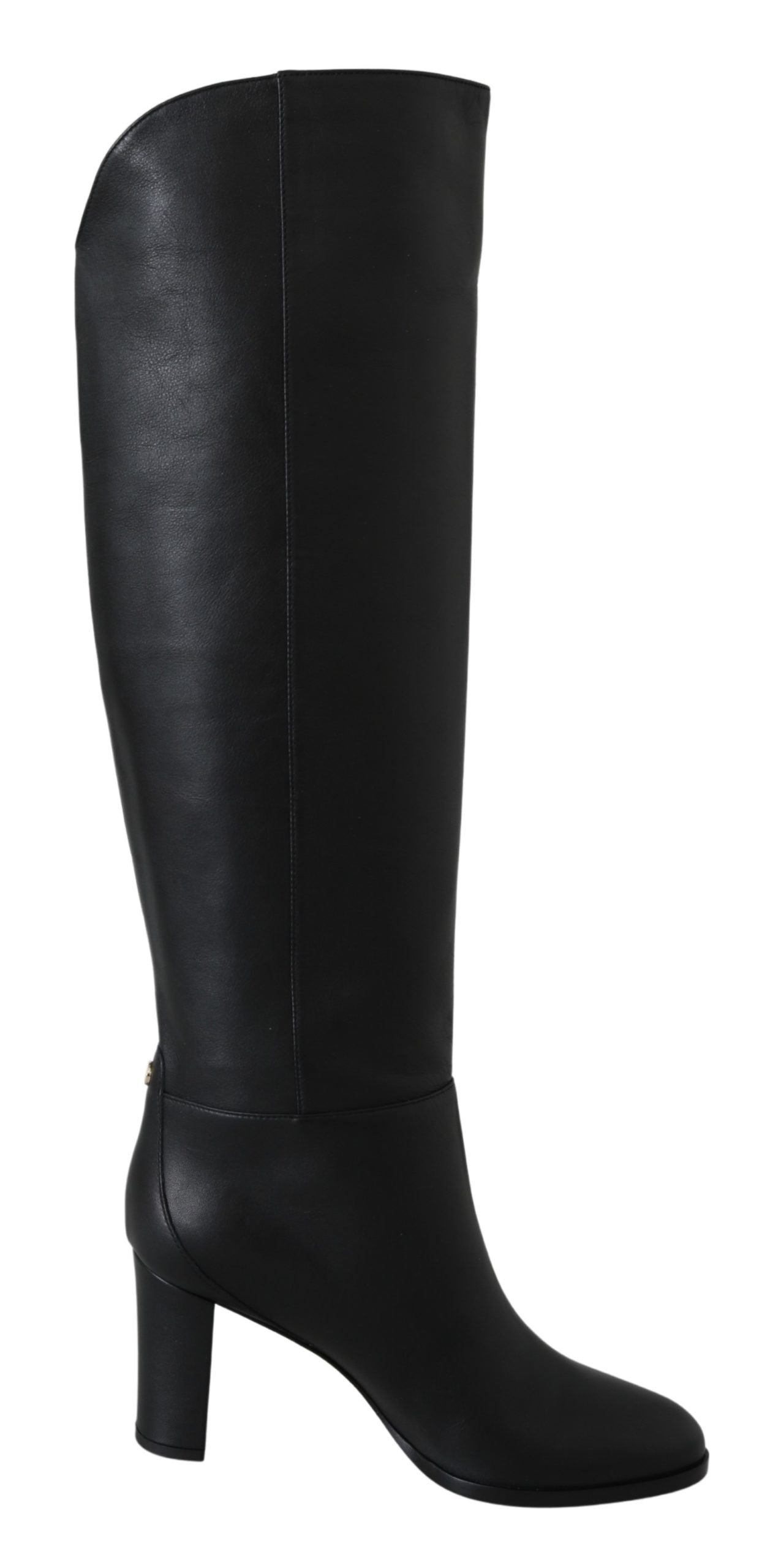 Elegant Black Calf Leather Heeled Boots