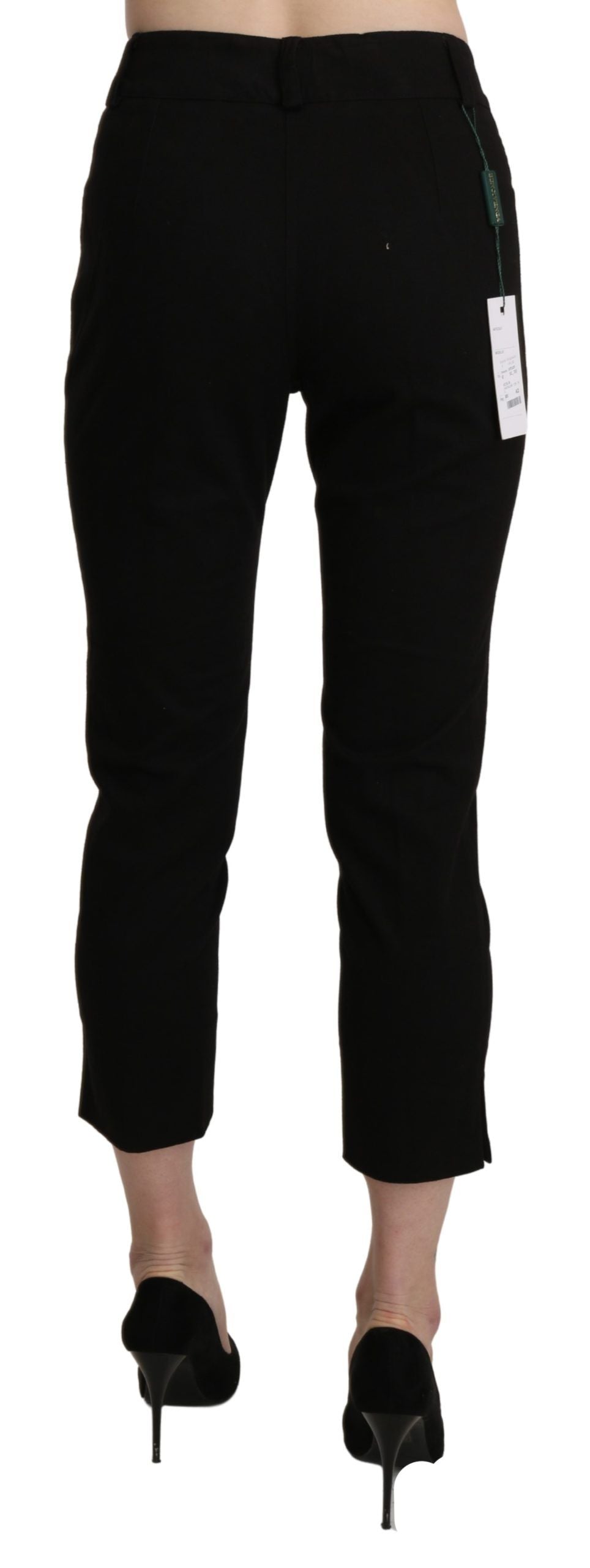 Elegant Black High Waist Cropped Pants