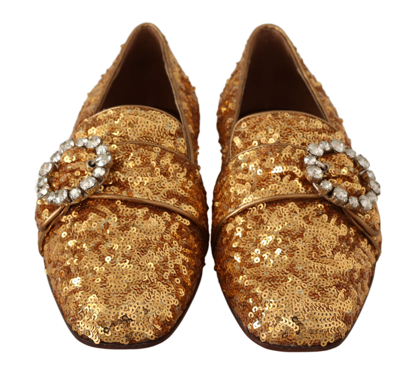 Elegant Gold Sequin Crystal Flats