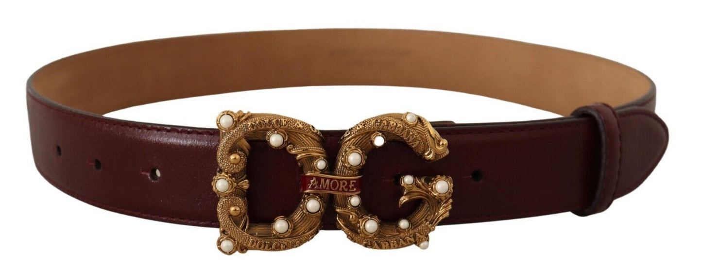 Elegant Bordeaux Leather Amore Belt