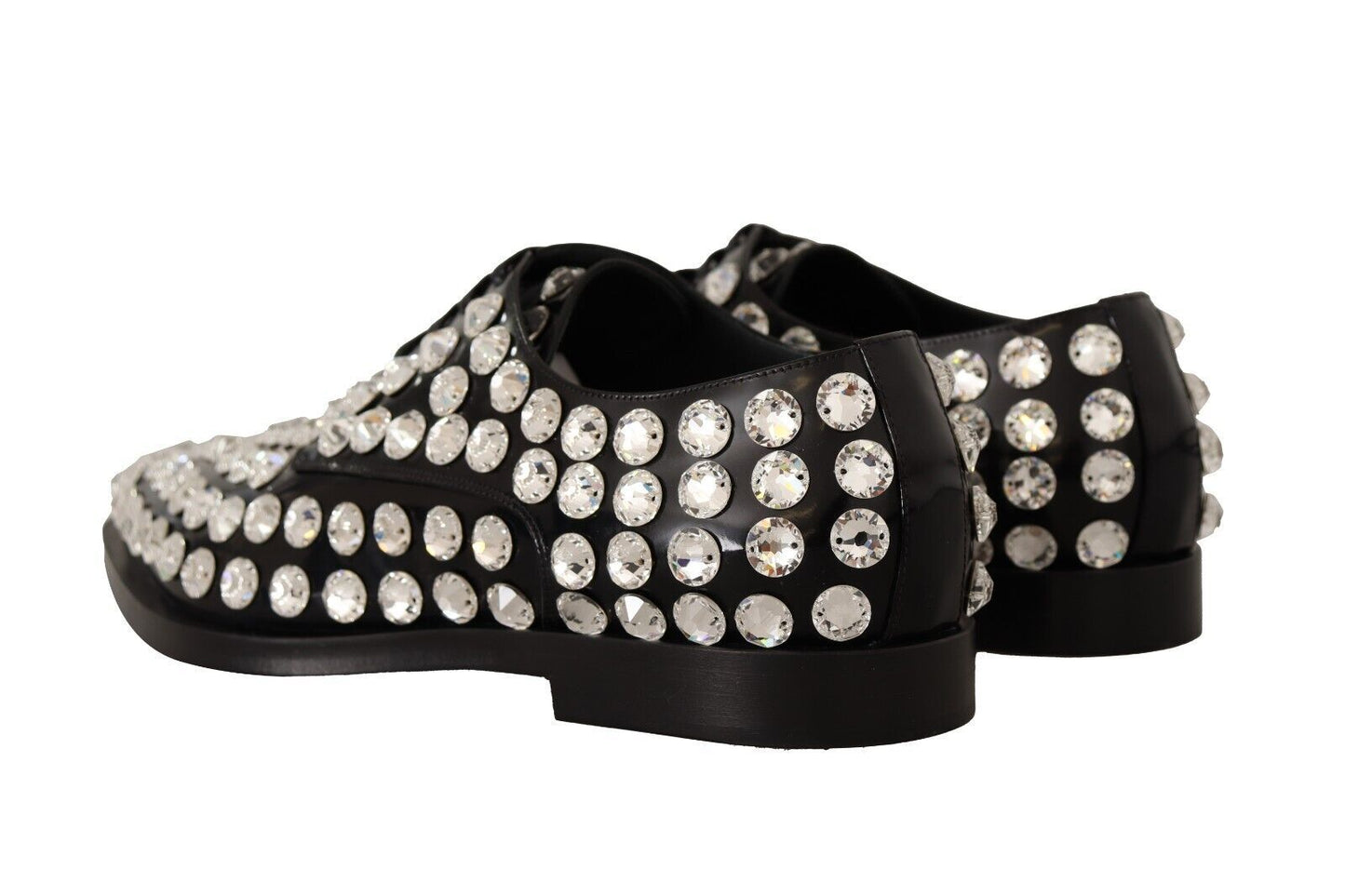 Crystal-Embellished Leather Formal Flats