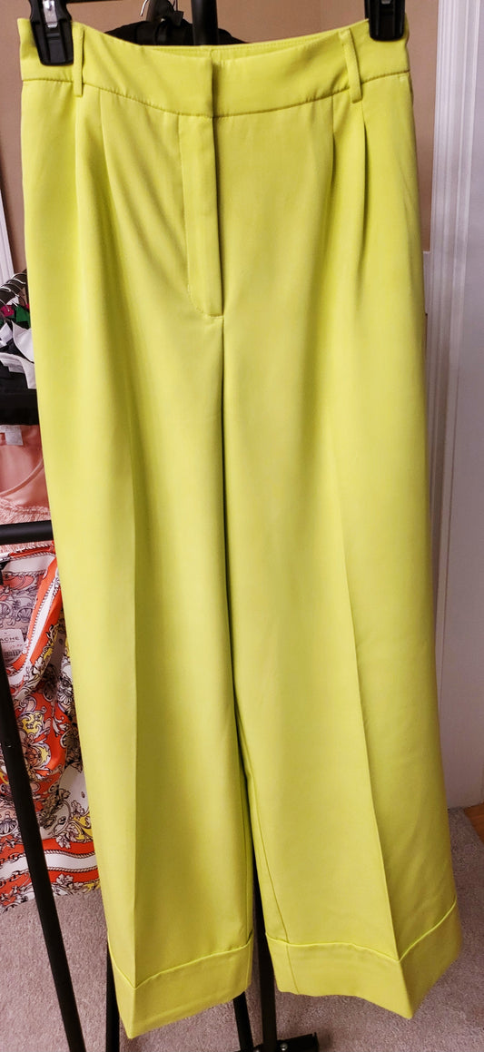 Lime Green Silk Pants by Cache