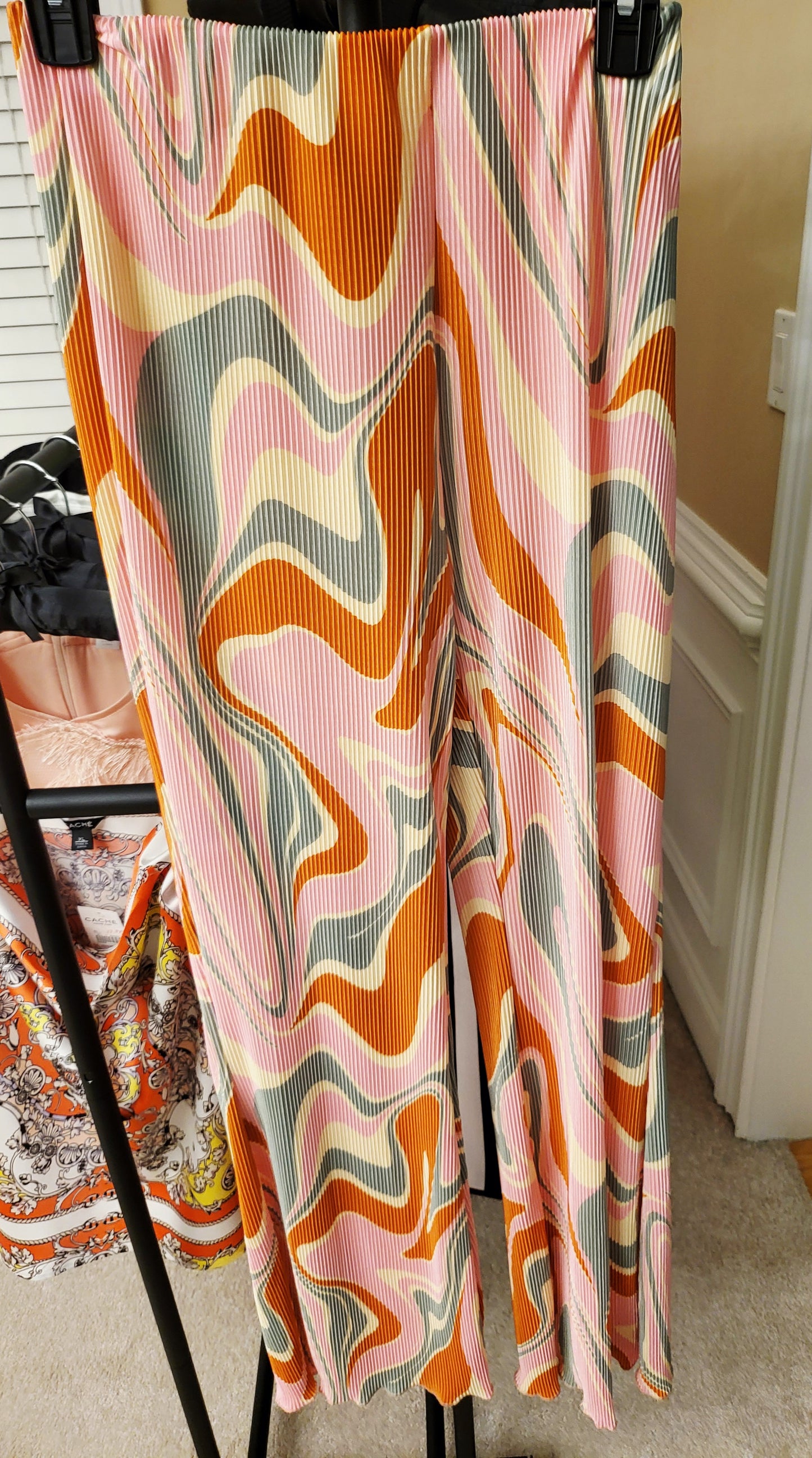 Pink Multicolor Psychedelic Ribbed Pants
