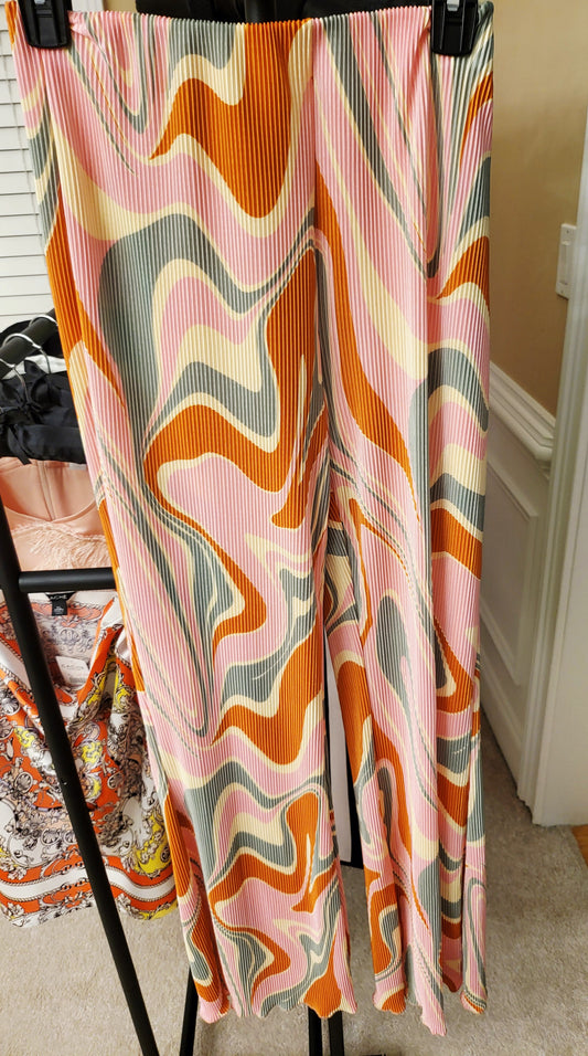 Pink Multicolor Psychedelic Ribbed Pants