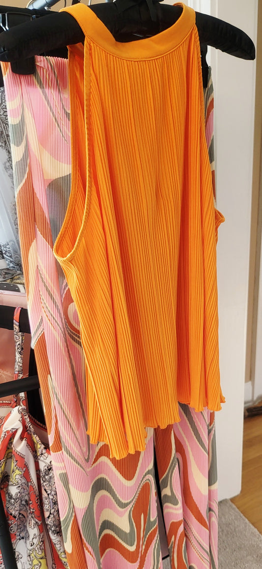 Orange Ribbed Top- Sleeveless