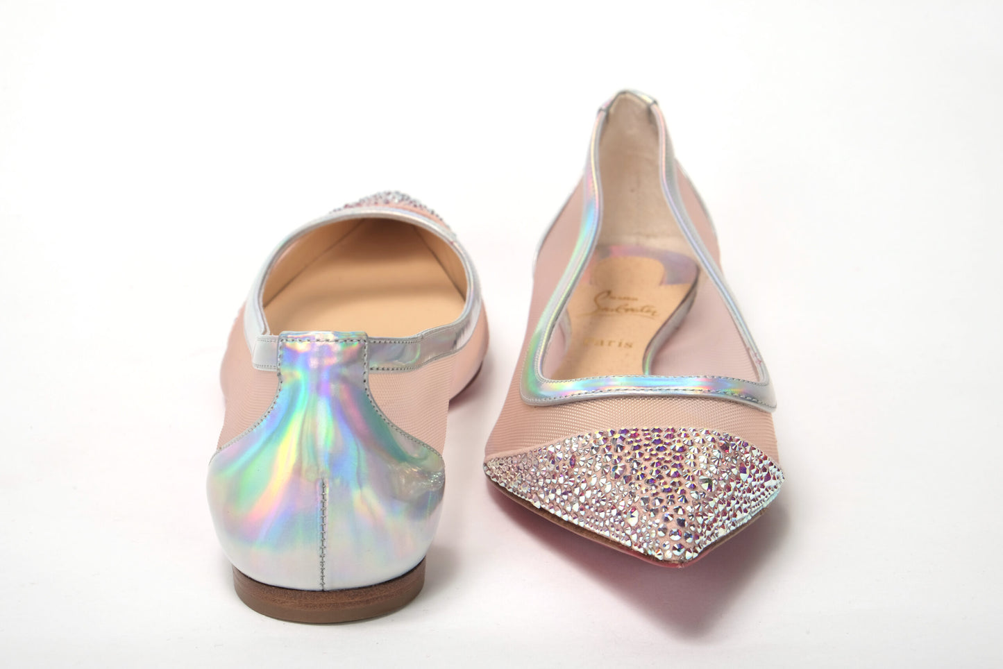 Silver Rose Flat Point Crystals Toe Shoe