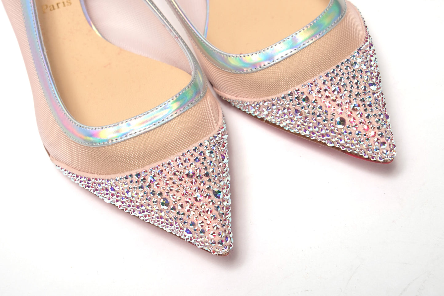 Silver Rose Flat Point Crystals Toe Shoe