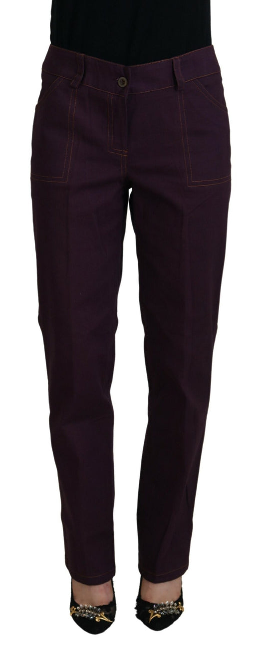 Elegant Tapered Purple Cotton Pants