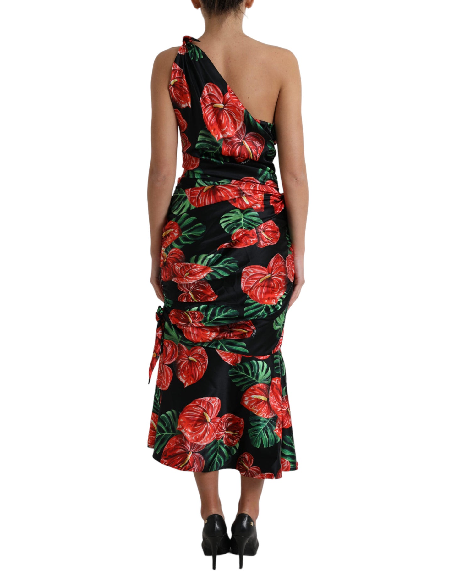 Tropical Elegance Silk Draped Dress