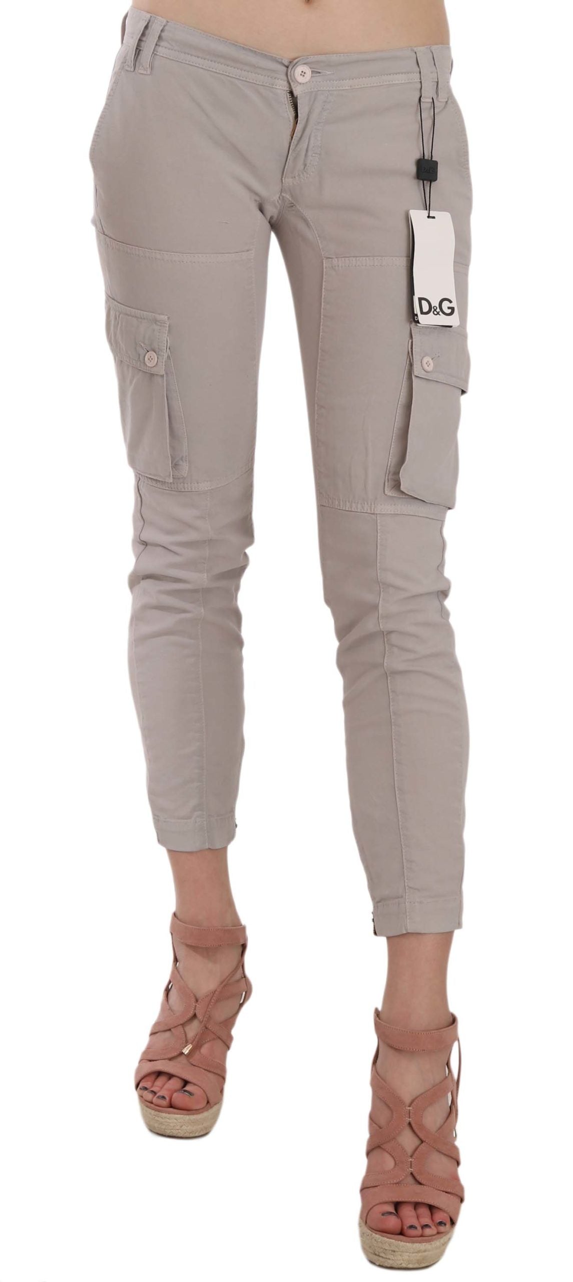 Chic Khaki Cotton Blend Trousers