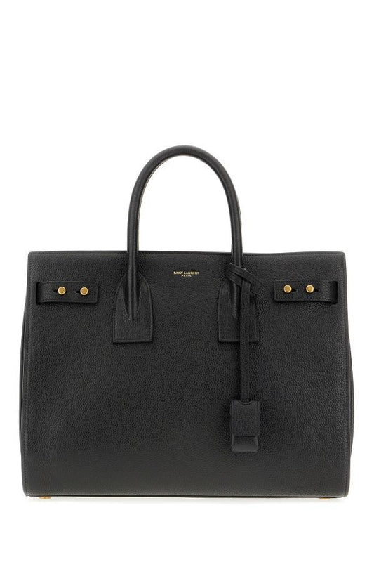 Black Calf Leather Sac De Jour Handbag