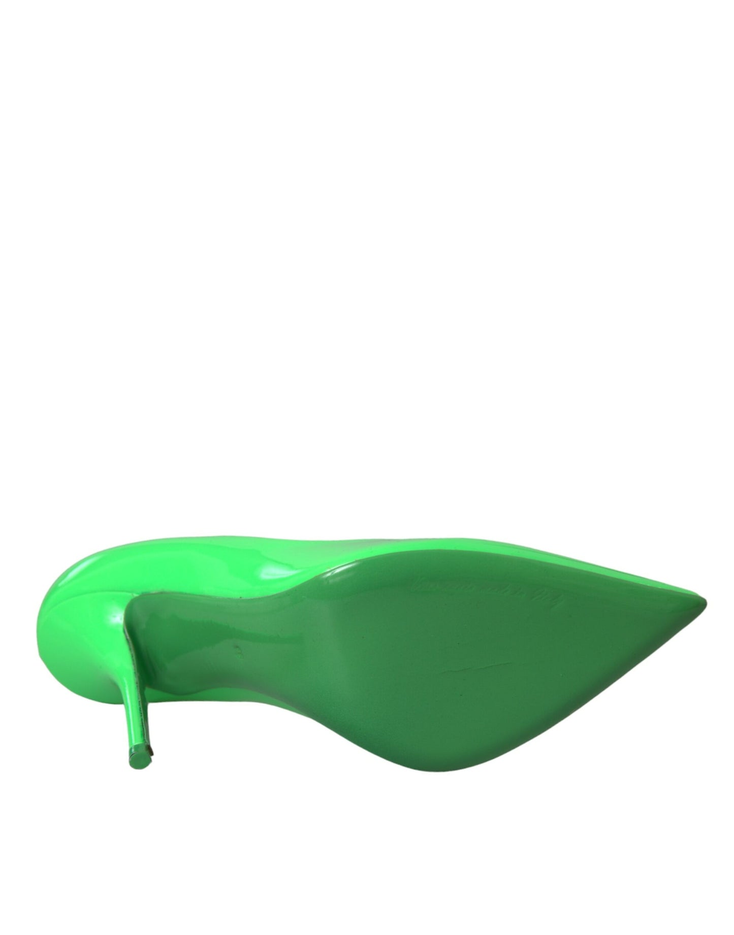 Neon Green Patent Leather Logo Pumps Shoes