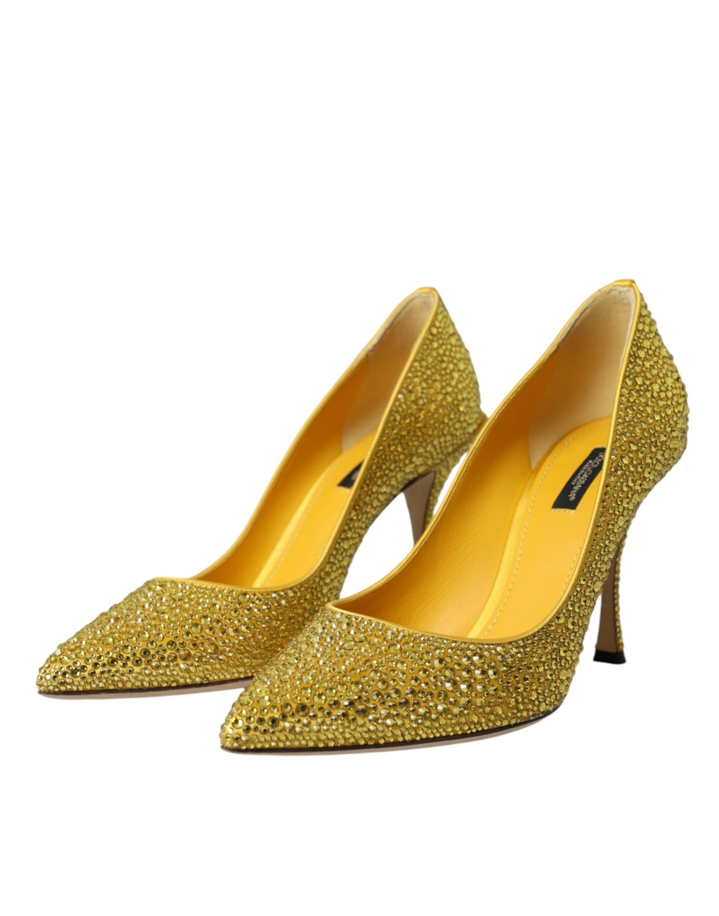 Yellow Strass Crystal Heels Pumps Shoes