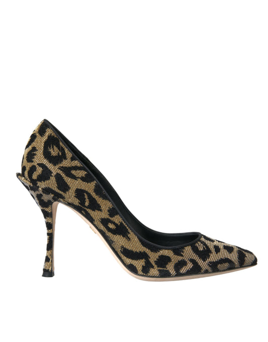 Black Gold Leopard Lurex Heels Pumps Shoes