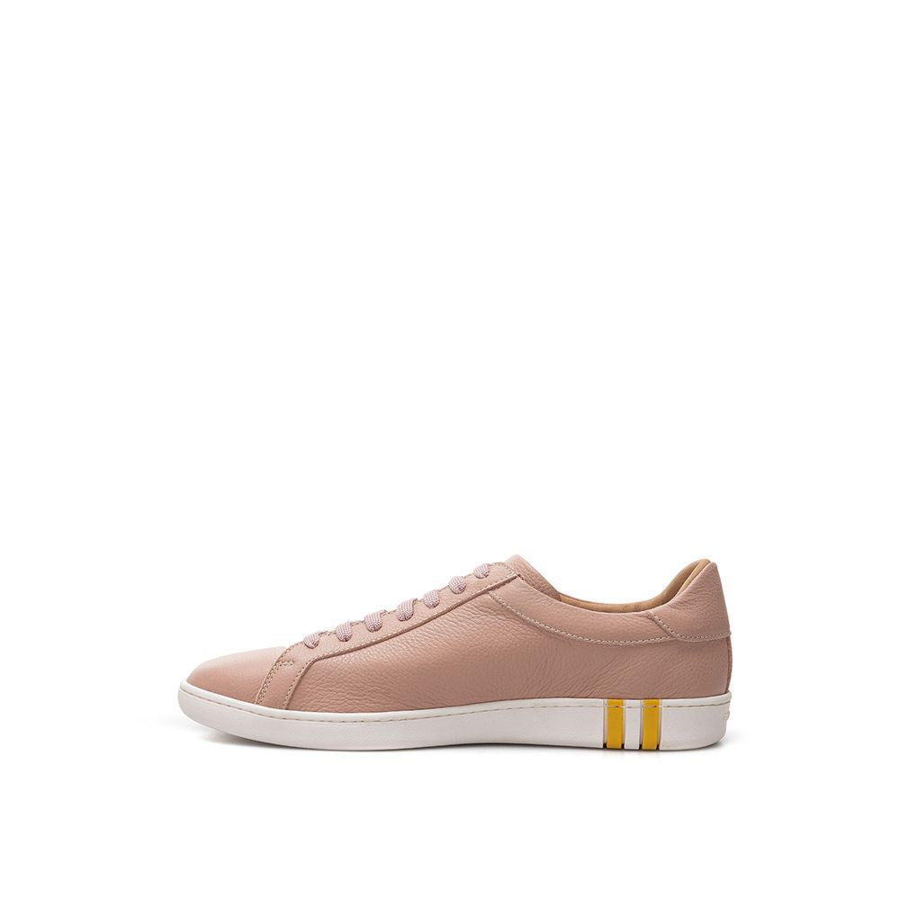 Elegant Pink Cotton Leather Sneakers