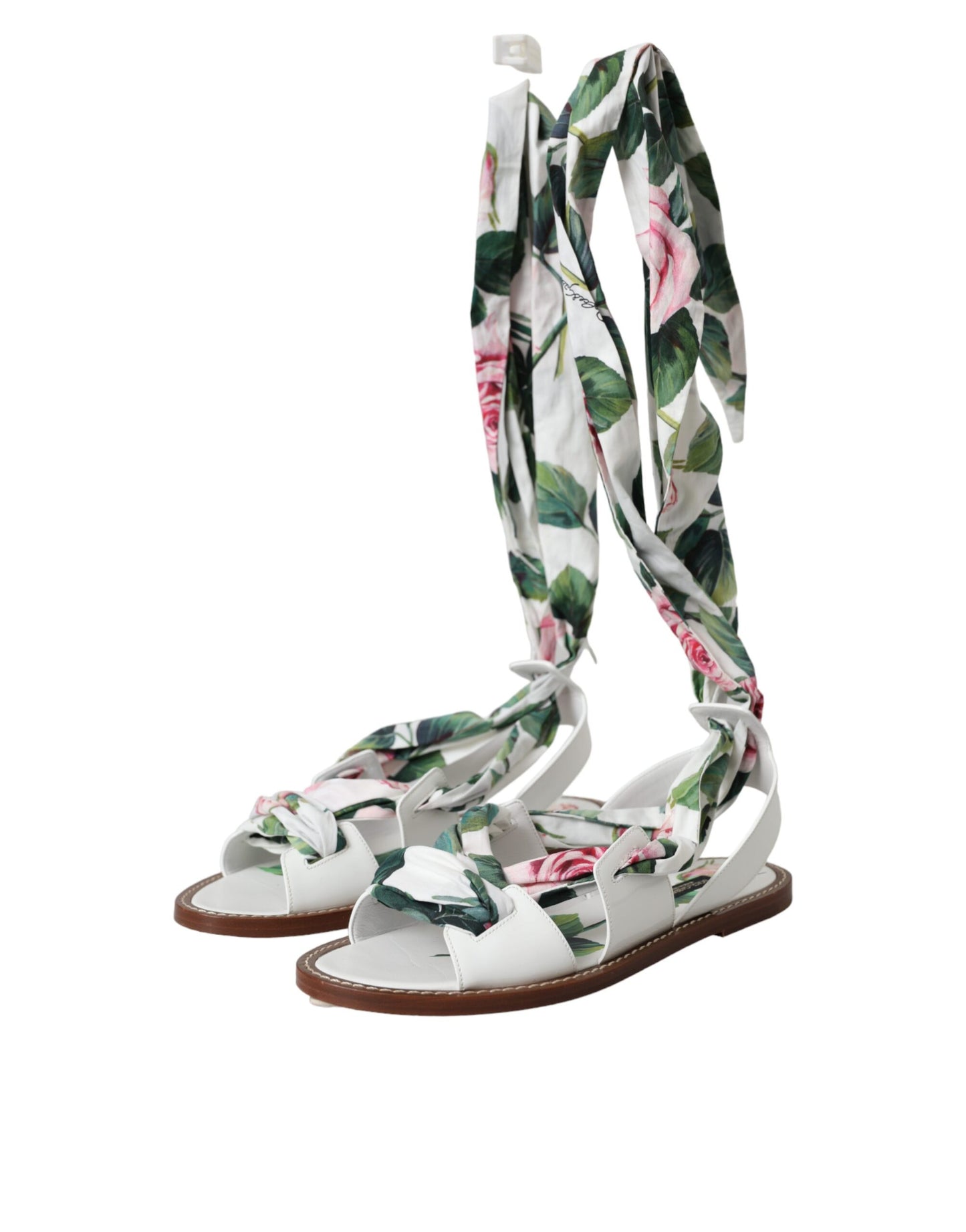 Multicolor Floral Print Ankle Wrap Sandals Shoes