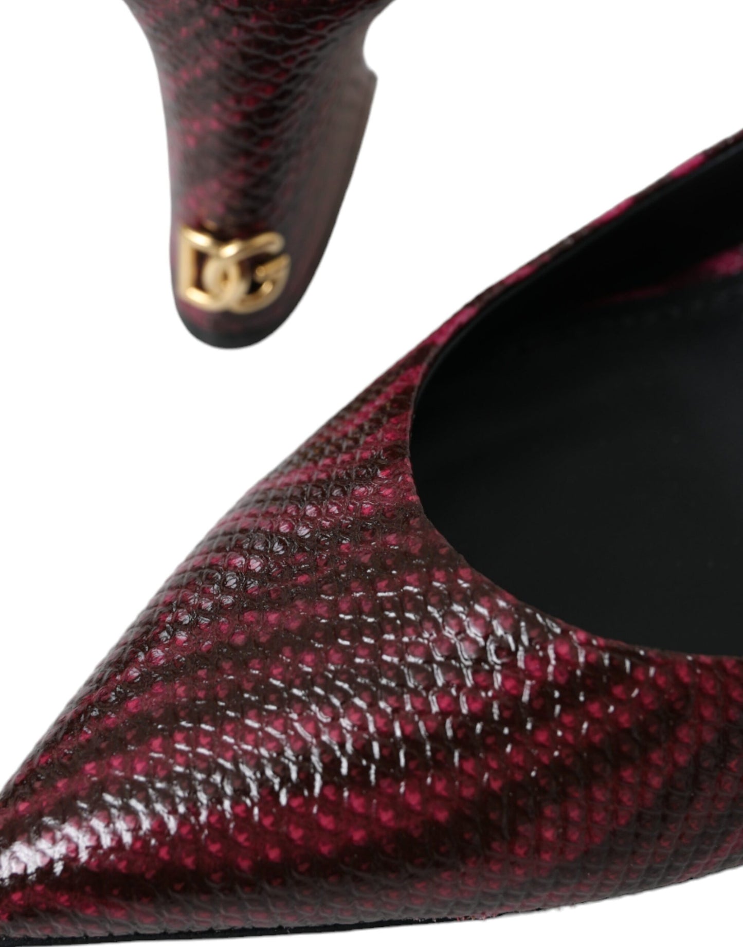 Maroon Zebra Leather Heels Slingbacks Shoes