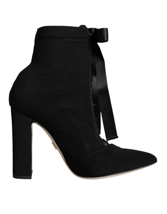 Black Jersey Stretch Ankle Booties Shoes