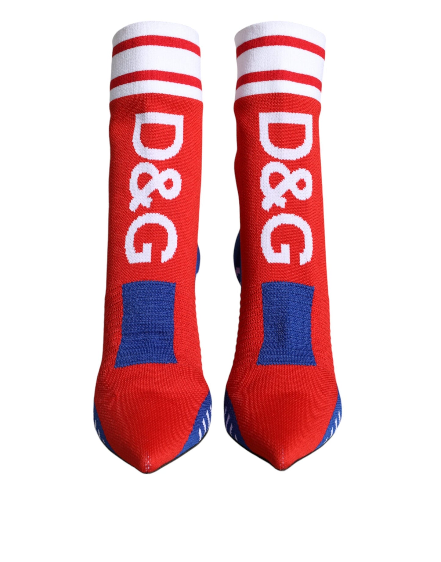 Red Blue Stretch Sock Style Ankle Boots Logo Shoes