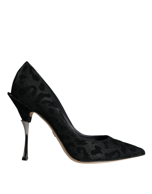 Black Leopard Lurex High Heels Pumps Shoes