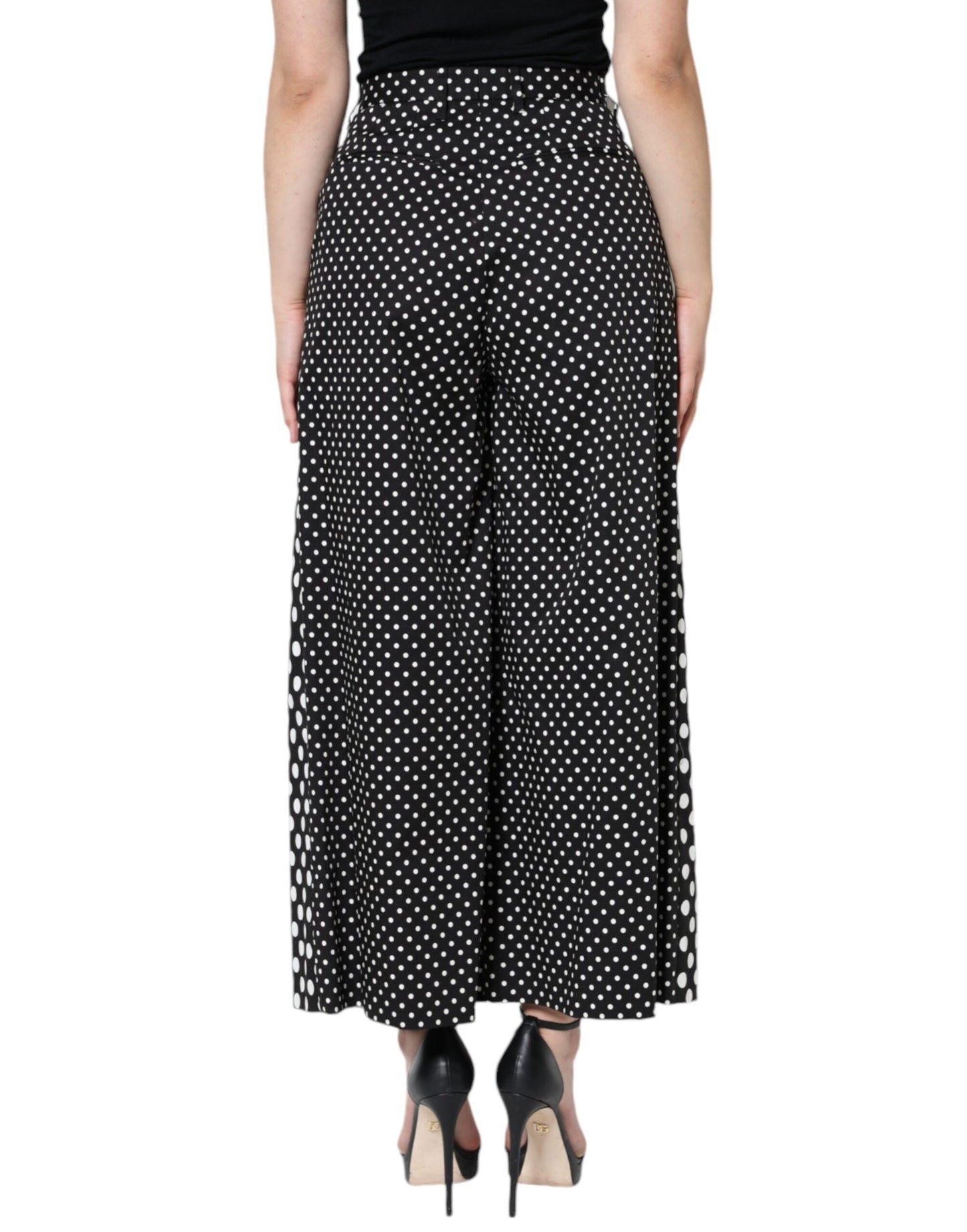 Black Patchwork High Waist Wide Leg Pants