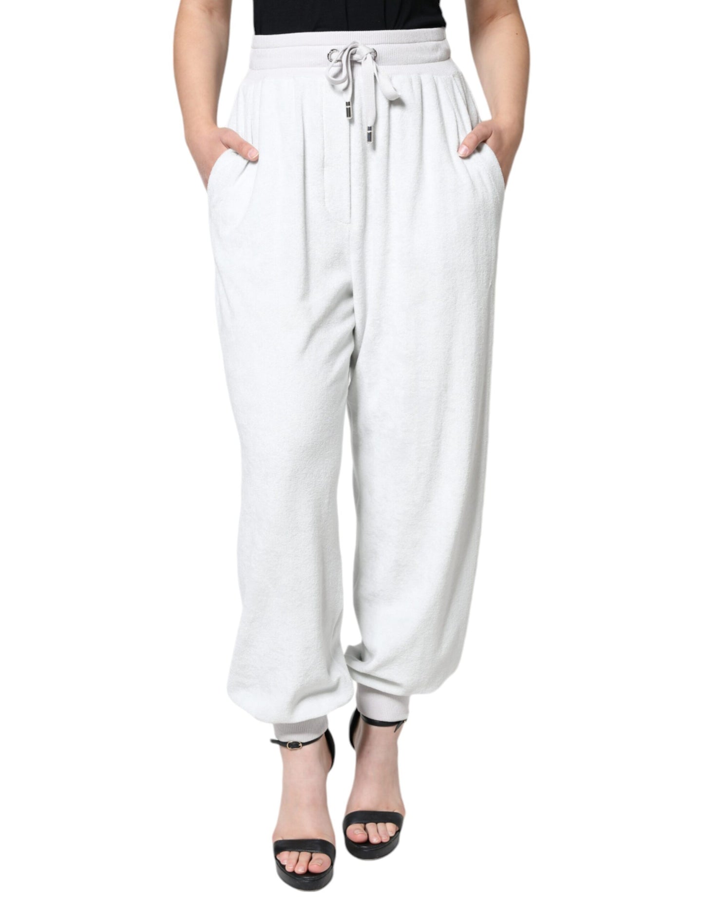 White Nylon Jogger Sweatpants Pants