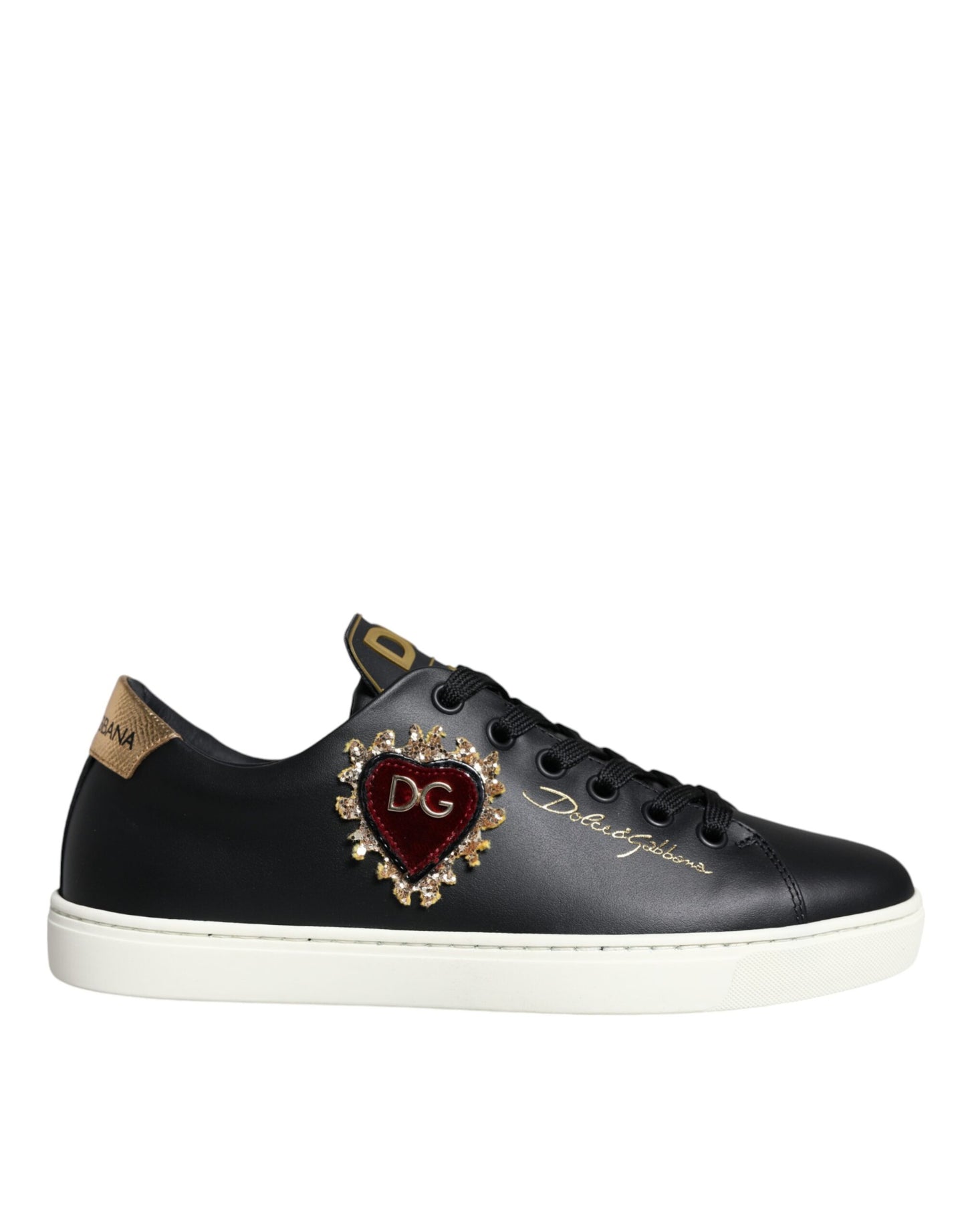 Black Portofino Sacred Heart Sneakers Shoes