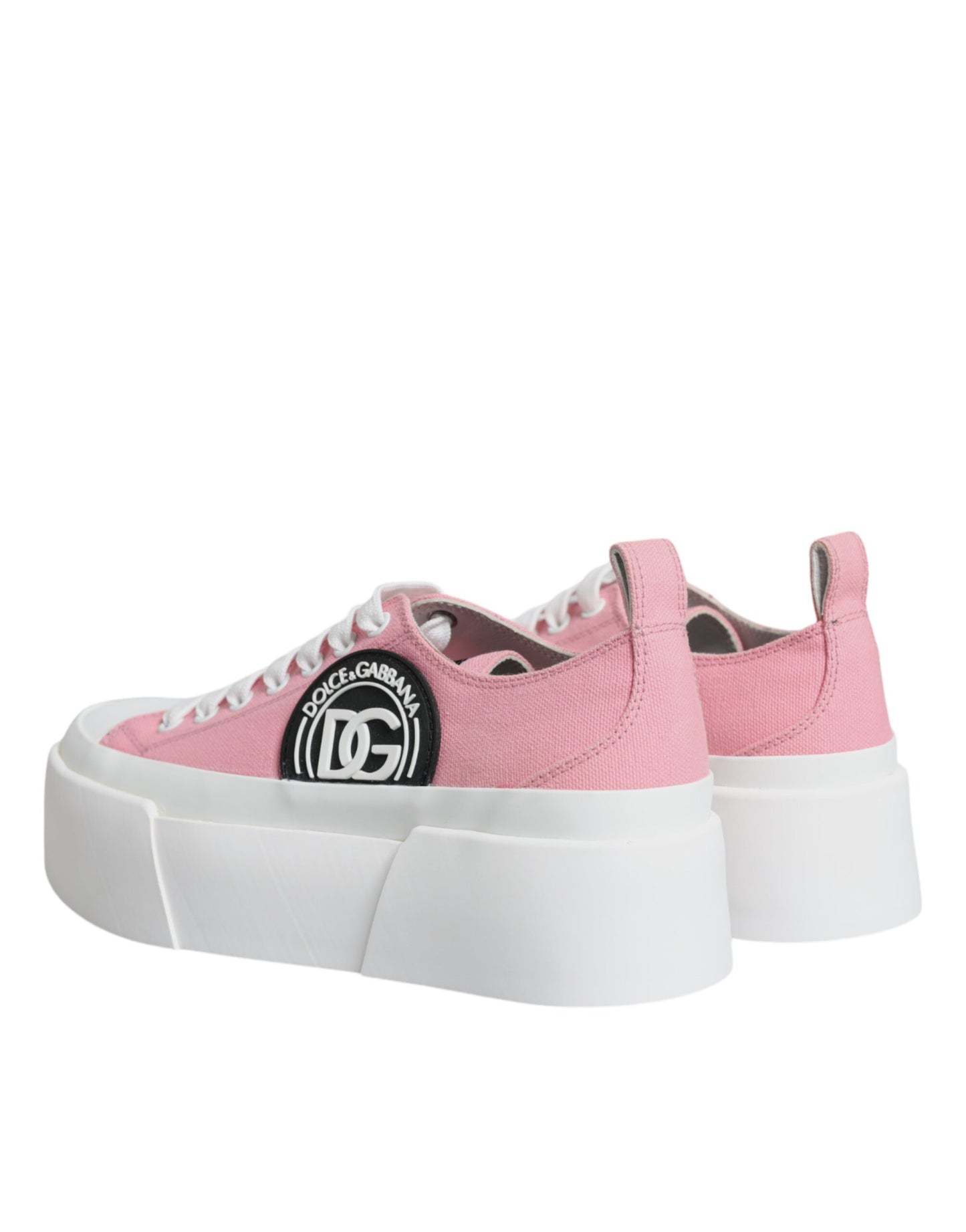 Pink White Canvas Logo Low Top Sneakers Shoes