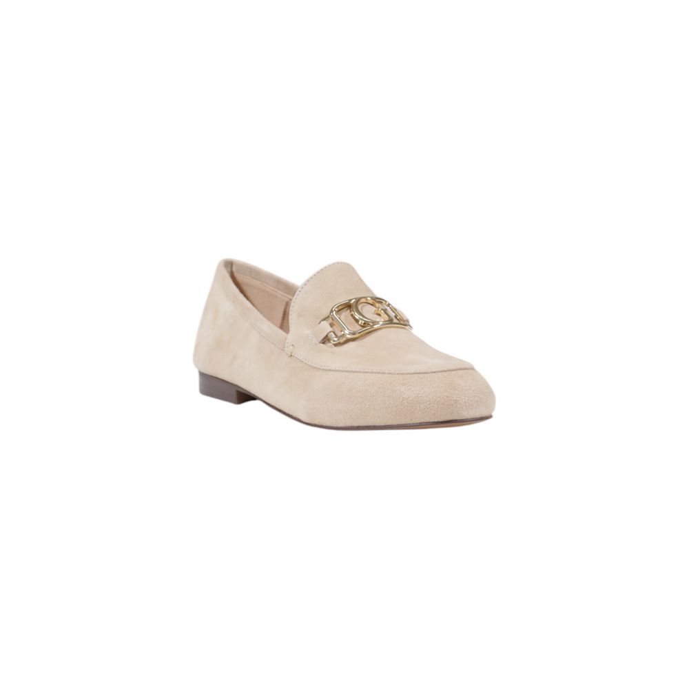 Beige Leather Flat Shoe