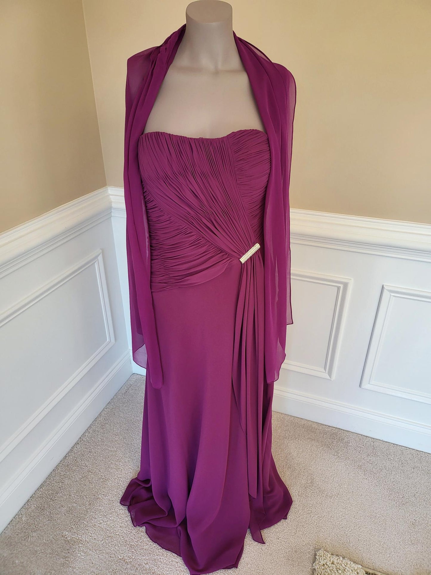 Liz Elena Magenta Gown with Wrap