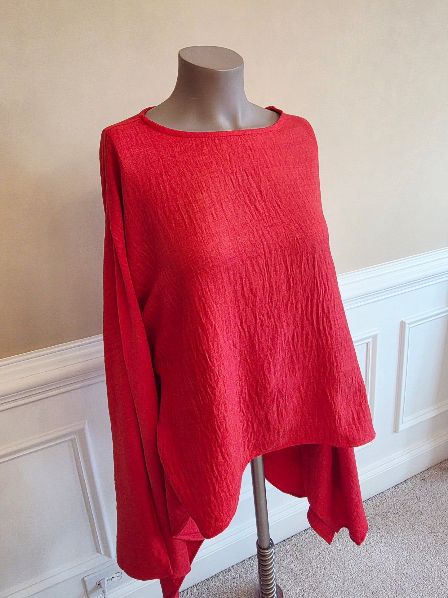 Top: Red wide sleeve top