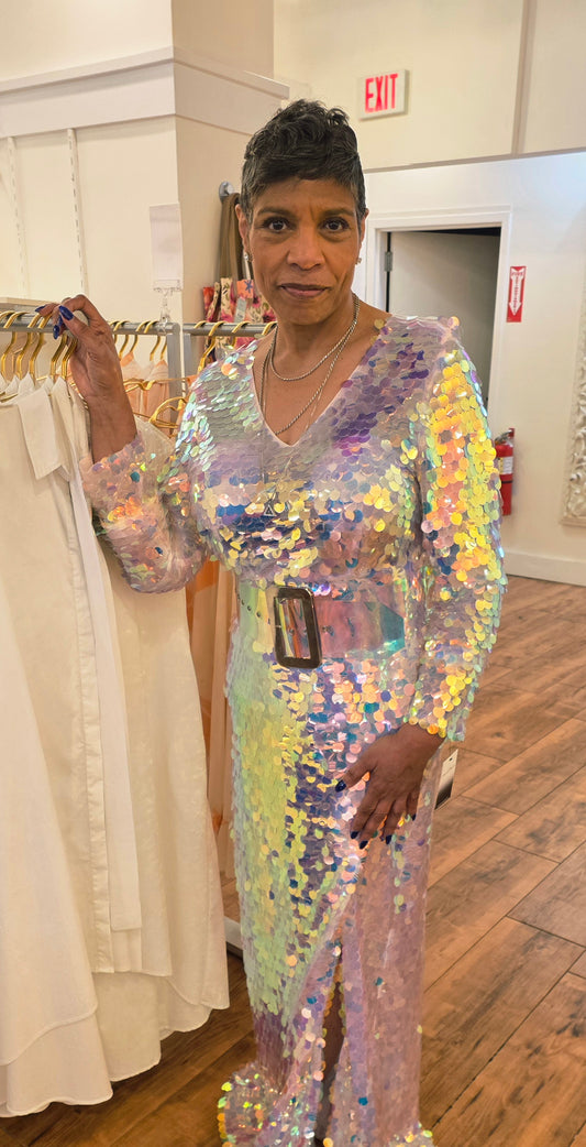 Pink Iridescent Gown with Circles- Owenyem