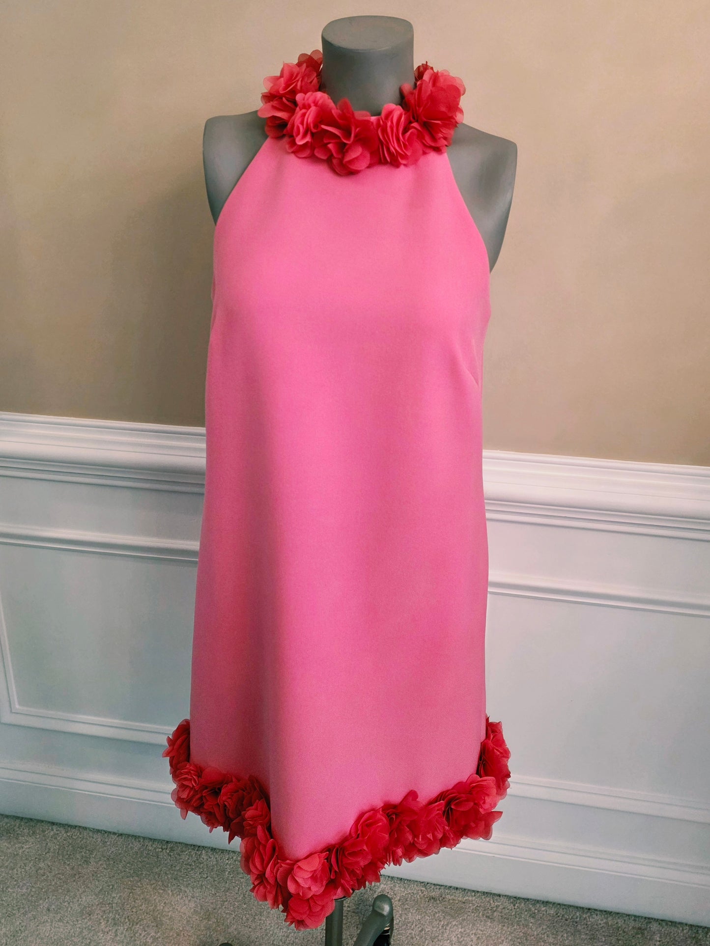 Pink Cocktail Dress with Flowers in Bloom