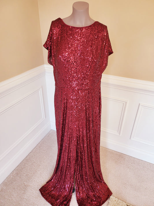 Burgundy Sequined Jumpsuit