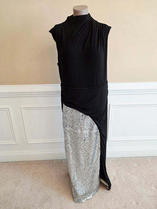 Black Maxi with Silver Sequined Bottom