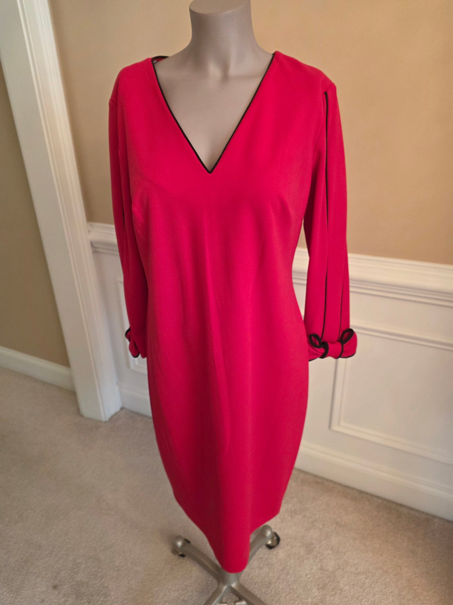 Red Long Sleeve Calvin Klein Dress