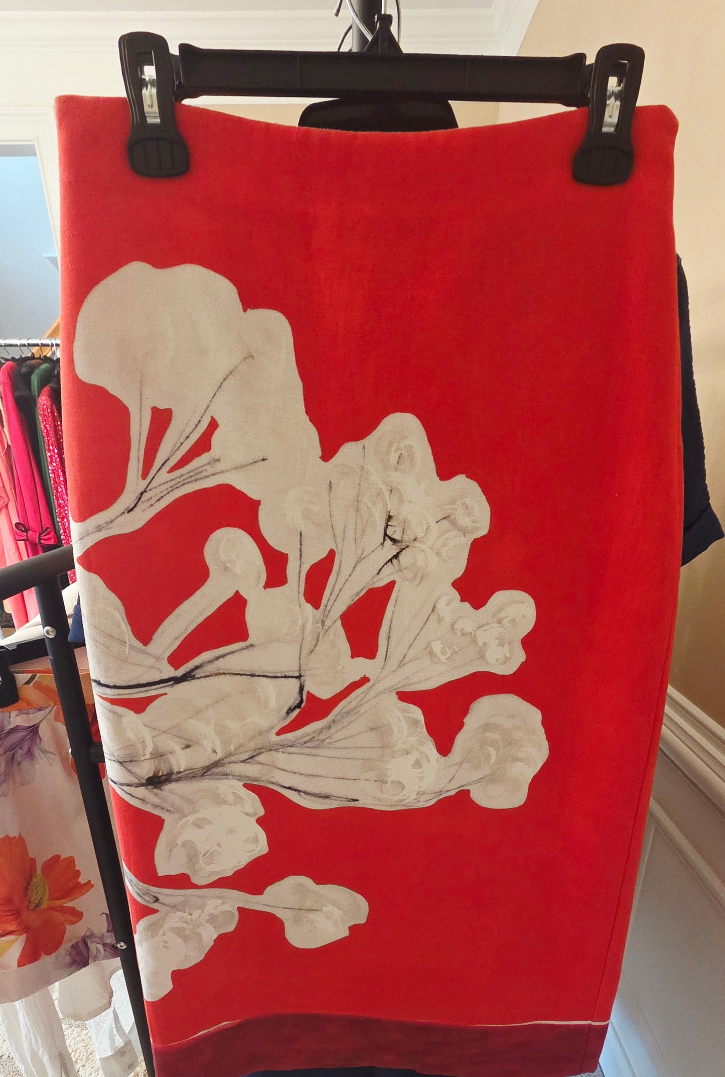 Orange Skirt with Abstract Art Print by Zara